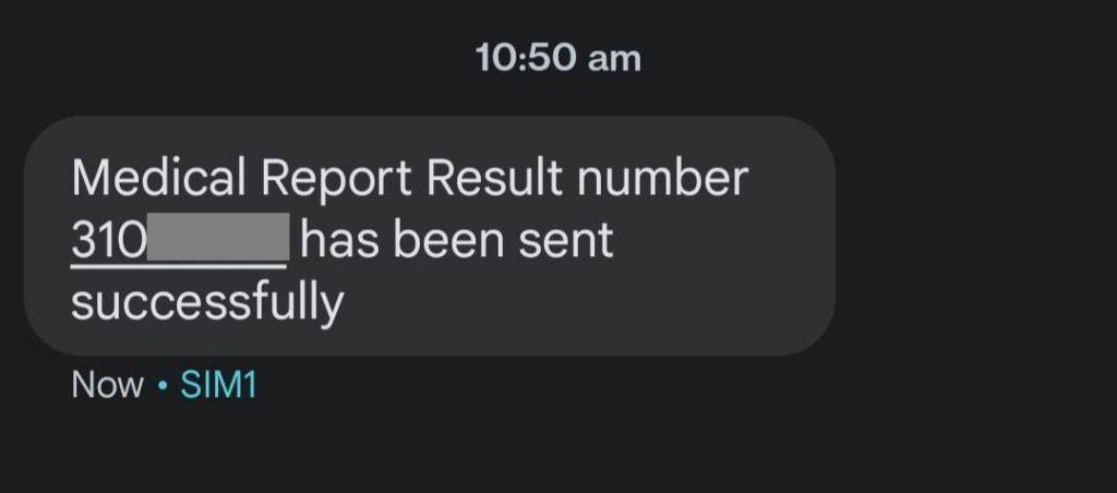 efada medical report message