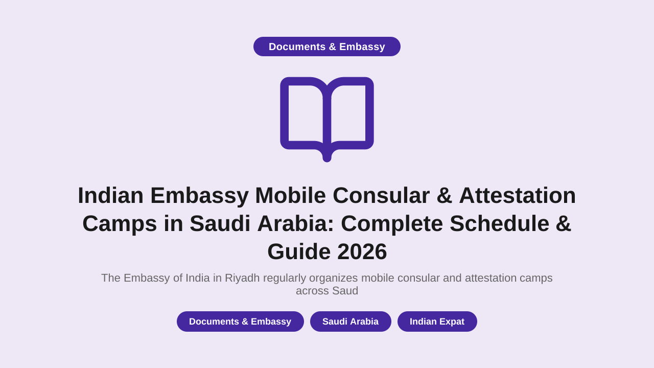 Indian Embassy Mobile Consular & Attestation Camps in Saudi Arabia: Complete Schedule & Guide 2026