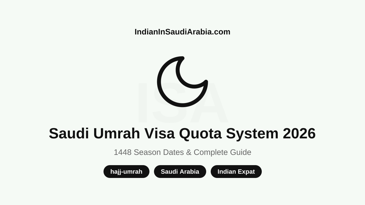 Saudi Umrah Visa Quota System 2026: New Rules, 1448 Season Dates & Complete Indian Expat Guide