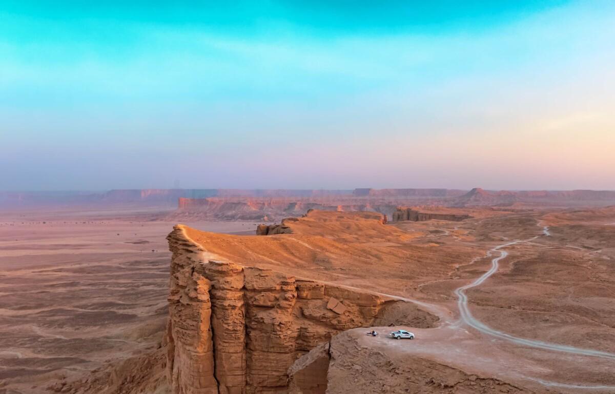 aerial view on cliff in desert