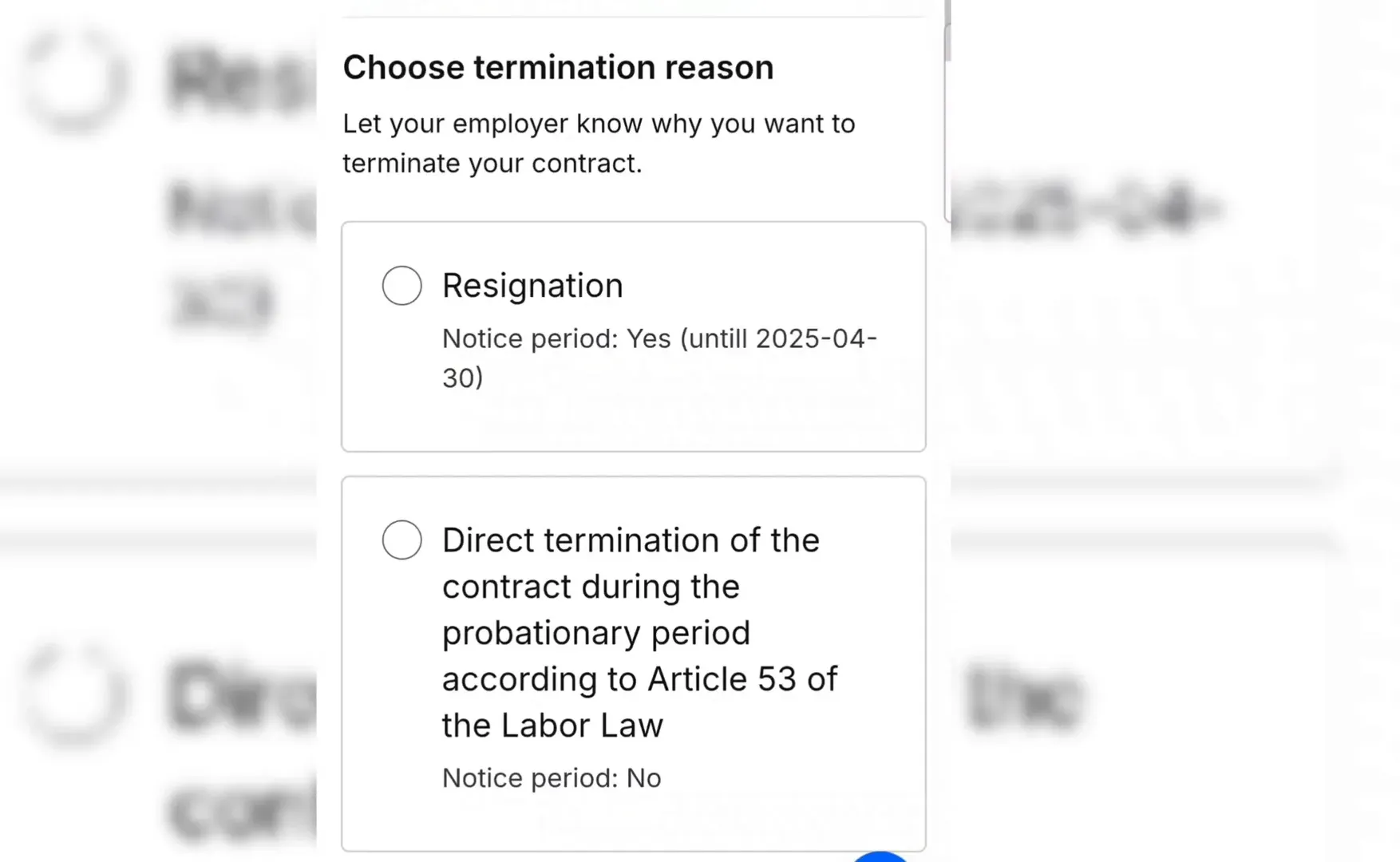 Contract termination reasons in Qiwa platform