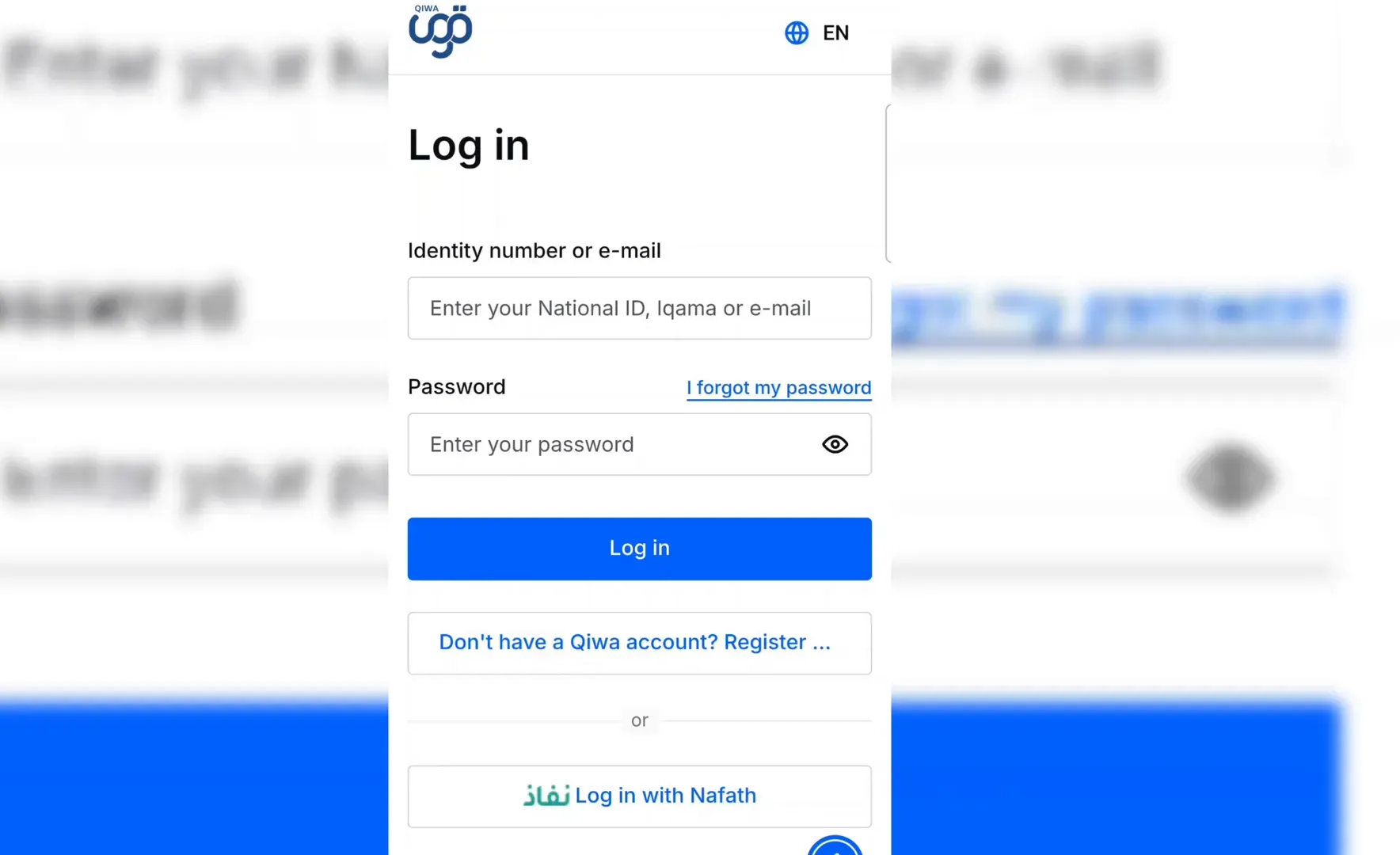 Logging into Qiwa platform using Nafath