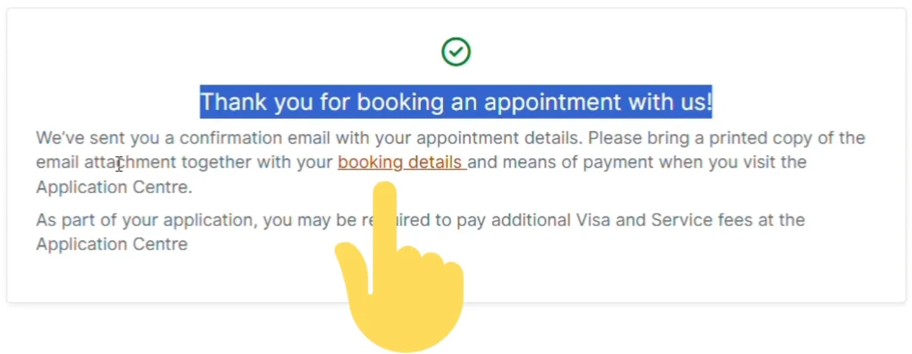 Review and confirmation page of appointment booking