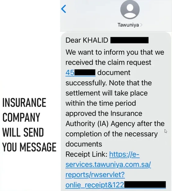 Claim receipt with banking details