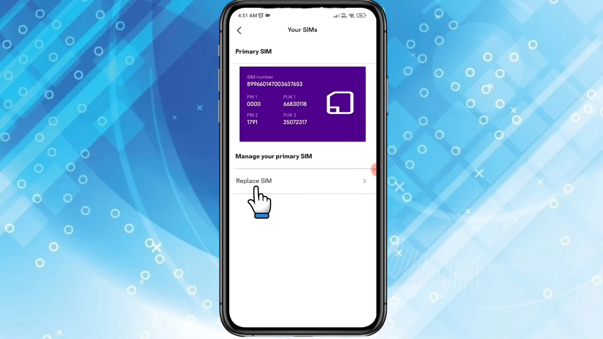 Replace SIM option in My STC app
