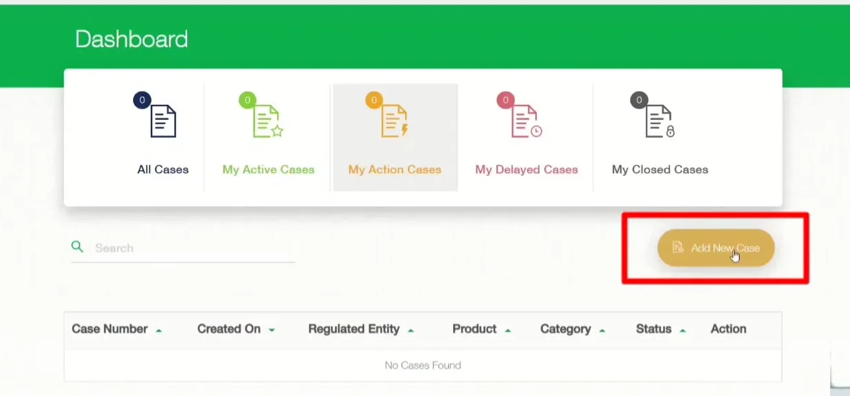 SAMACares new cases interface